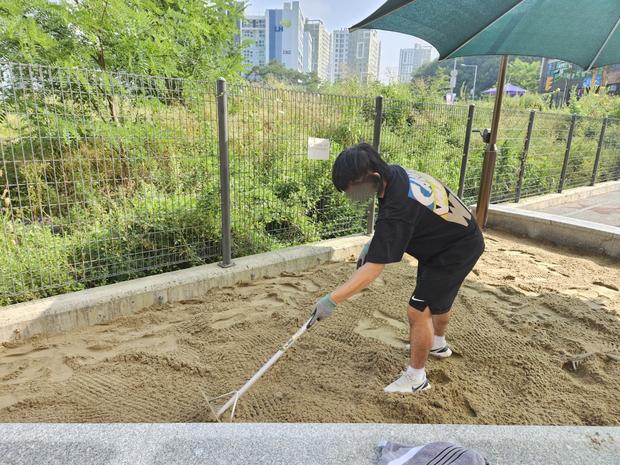 미평동병설유치원 운동장 모래보충, 전국산업안전으로 놀이터를 건강하게! 관련 이미지