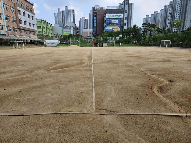 고달면초등학교 운동장 잡초 제거: 전국산업안전으로 더욱 안전한 공간 만들기!