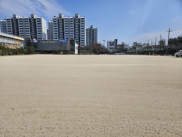 학교 운동장 잡초 제거, 전국산업안전으로 안전하게!