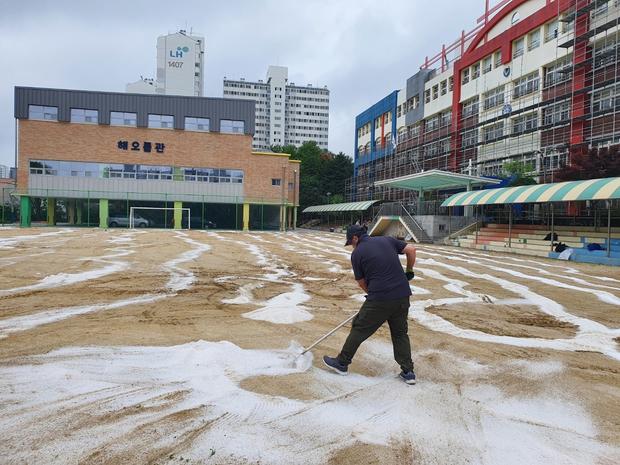 안성중학교 운동장 라인 포인트 제거: 전문 시공으로 안전하고 멋진 운동장 만들기!